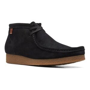 Clarks Black Shacre Boots with Tan Sole